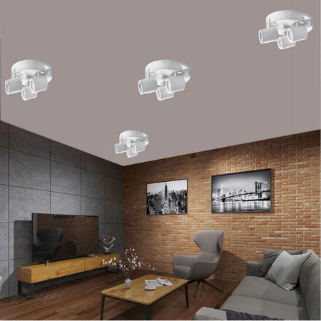 Plafoniera 3 Diffusori Orientabile Soffitto Parete Tonda Gu10 Bianco Nero Th8804