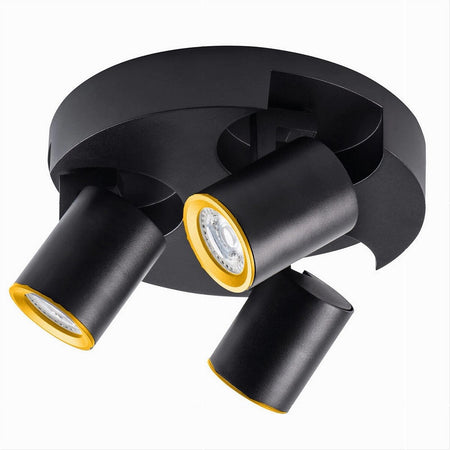 Plafoniera 3 Diffusori Orientabile Soffitto Parete Tonda Gu10 Bianco Nero Th8804