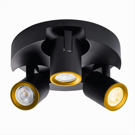 Plafoniera 3 Diffusori Orientabile Soffitto Parete Tonda Gu10 Bianco Nero Th8804