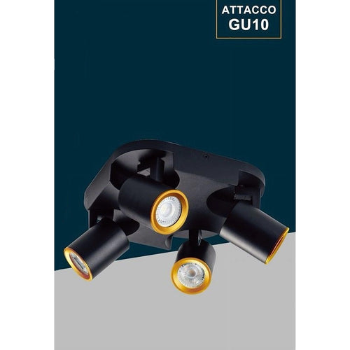 Plafoniera 4 Diffusori Orientabile Soffitto Parete Lampada Gu10 Bianco Nero Th8805