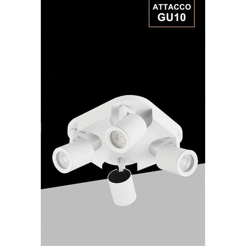 Plafoniera 4 Diffusori Orientabile Soffitto Parete Lampada Gu10 Bianco Nero Th8805