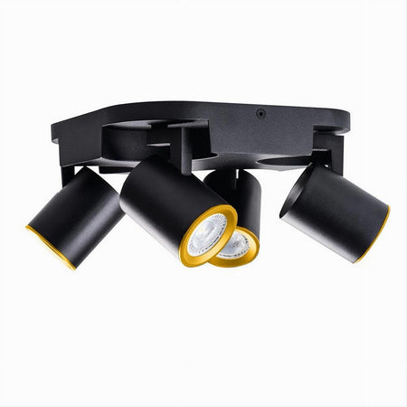 Plafoniera 4 Diffusori Orientabile Soffitto Parete Lampada Gu10 Bianco Nero Th8805