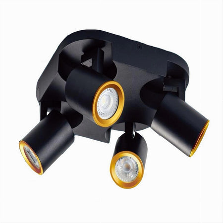 Plafoniera 4 Diffusori Orientabile Soffitto Parete Lampada Gu10 Bianco Nero Th8805