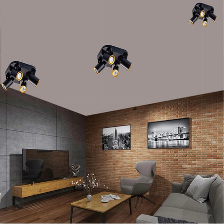 Plafoniera 4 Diffusori Orientabile Soffitto Parete Lampada Gu10 Bianco Nero Th8805