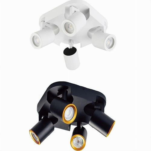 Plafoniera 4 Diffusori Orientabile Soffitto Parete Lampada Gu10 Bianco Nero Th8805