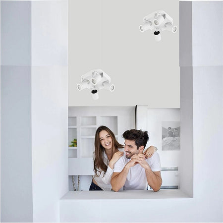 Plafoniera 4 Diffusori Orientabile Soffitto Parete Lampada Gu10 Bianco Nero Th8805