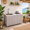 Mini Cucina Completa 120x60 Salvaspazio con 2 Fuochi Gas Lavello Acciaio e Ruote Olmo