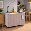 Mini Cucina Completa 120x60 Salvaspazio con 2 Fuochi Gas Lavello Acciaio e Ruote Olmo
