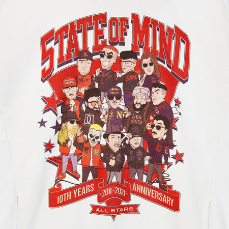 5TATE OF MIND Felpa Leggera Cappuccio Uomo 10th Years Anniversary All Star5 White da uomo
