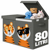 Contenitore Box 2 Scomparti Porta Giocattoli Pieghevole con Coperchio 80LT Organizer Grigio