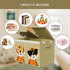 Contenitore Box 2 Scomparti Porta Giocattoli Pieghevole con Coperchio 80LT Organizer Beige
