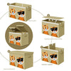 Contenitore Box 2 Scomparti Porta Giocattoli Pieghevole con Coperchio 80LT Organizer Beige