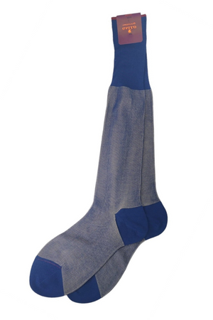 Calze lunghe uomo - Gallo - rigo - blu Royal/sabbia