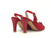 comfort Sandalo donna in camoscio rosso con fiore in vernice