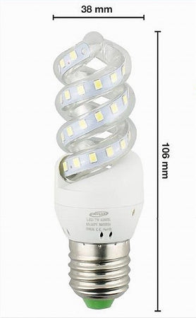 Lampadina Led Spirale Attacco E27 7watt Luce 6500k 3000k 4000k Illuminazione S02