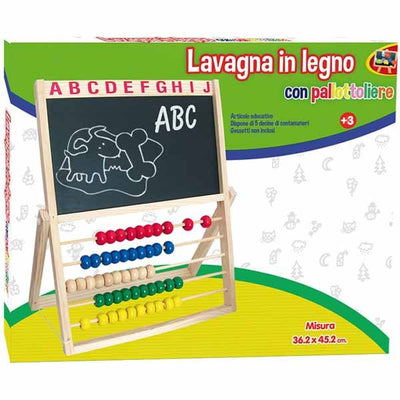 Lavagna Disegno Bambini Con Pallottoliere Abaco Colorato In Legno Grandi Giochi