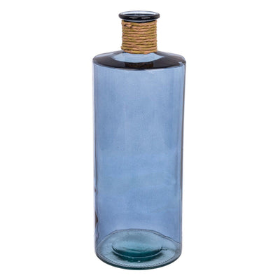 Vaso bottiglia Rotang in vetro blu cobalto per arredo casa