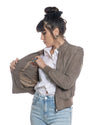 Timberly - Bomber Donna Fango in vera pelle camoscio