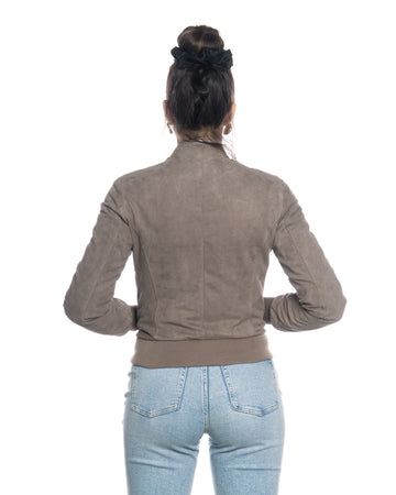 Timberly - Bomber Donna Fango in vera pelle camoscio