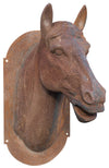 Biscottini Testa di cavallo da parete in fusione di ghisa finitura ruggine naturale L36xPR57xH82 cm