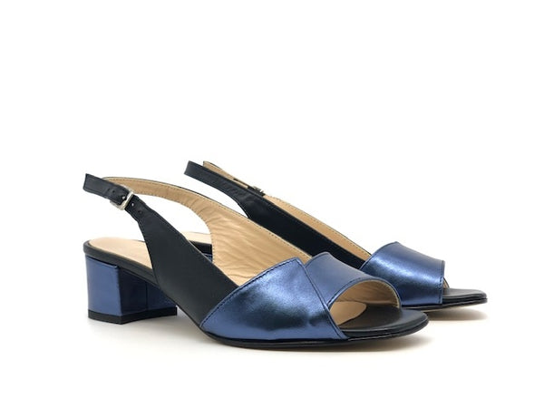 ELLEN Sandalo donna laminato blu tacco 45