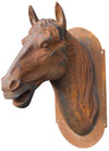 Biscottini Testa di cavallo da parete in fusione di ghisa finitura ruggine naturale L36xPR57xH82 cm