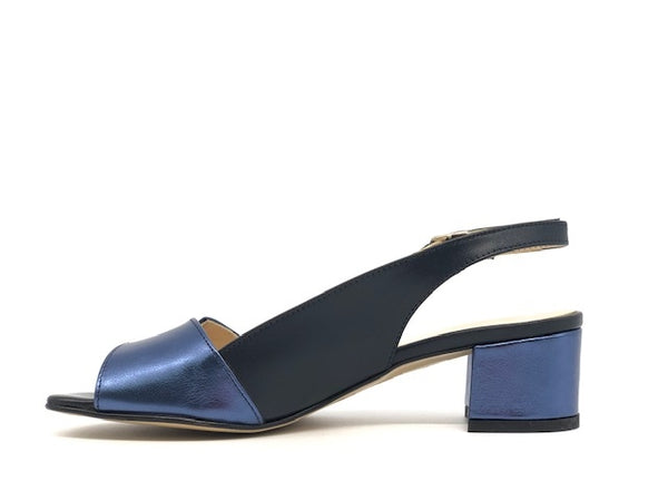 ELLEN Sandalo donna laminato blu tacco 45