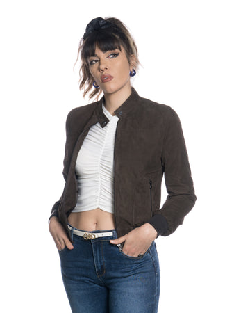 Timberly - Bomber Donna in Vera Pelle Nabuk
