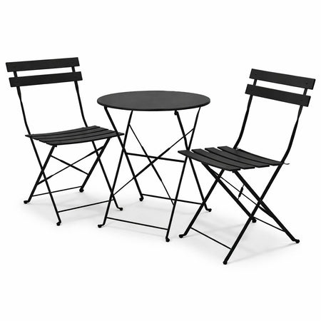 Set 3 pezzi Giardino Tavolo e 2 Sedie Pieghevoli modello Bistrot Salvaspazio Nero
