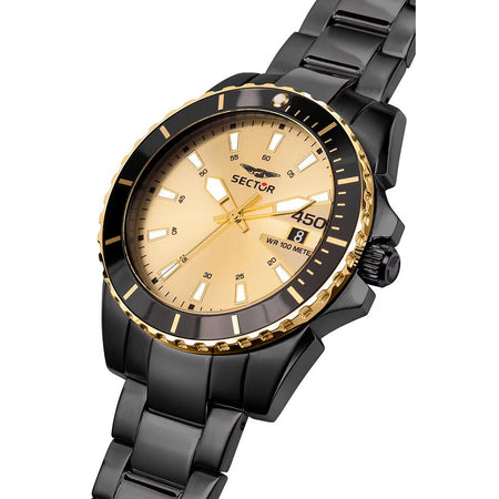 Orologio SECTOR uomo 450 data acciaio nero / gold