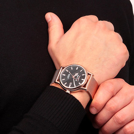 Orologio SECTOR uomo 660 datario bracciale acciaio oro rosa / nero