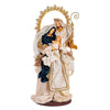 Sacra famiglia con corona e vestiti in tessuto standard statue per presepe h 53 cm