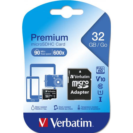 VERBATIM MICRO SDHC 32GB CLASSE 10 + ADATTATORE