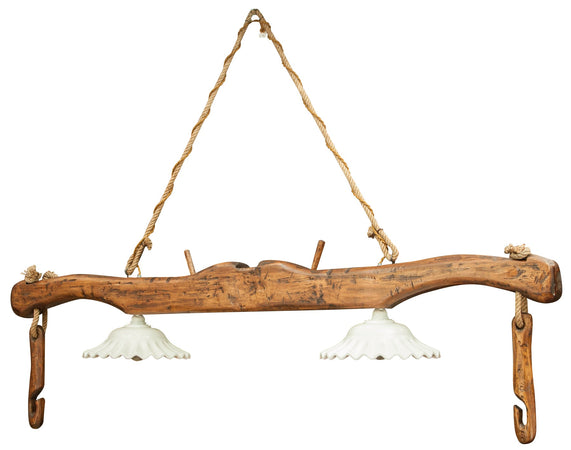 Biscottini Lampadario Country Giogo Legno Tiglio Biscottini Artigianale Made in Italy