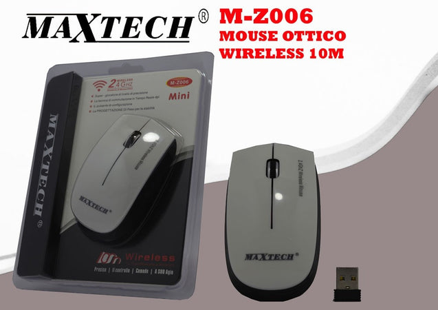 Mouse Wireless Da 2.4 Ghz Senza Filo Ultra Slim Bianco - Nero Pc Tablet Design