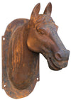 Biscottini Testa di cavallo da parete in fusione di ghisa finitura ruggine naturale L18xPR30xH34 cm