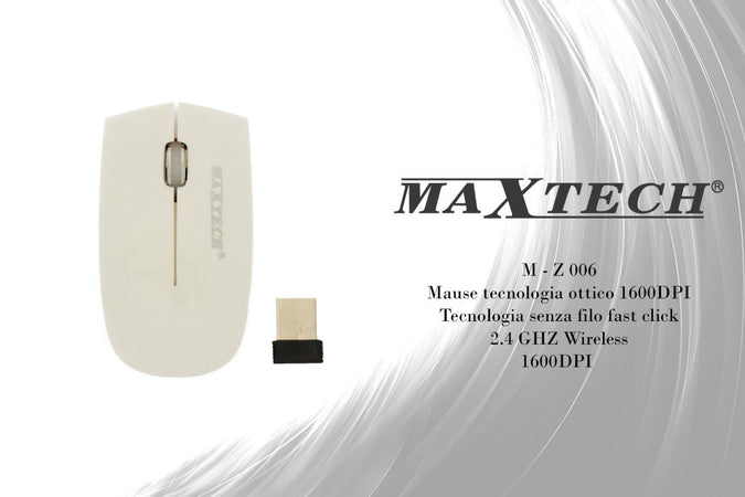 Mouse Wireless Da 2.4 Ghz Senza Filo Ultra Slim Bianco - Nero Pc Tablet Design