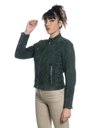 Zara Bis - Giacca Donna Verde in vero Camoscio