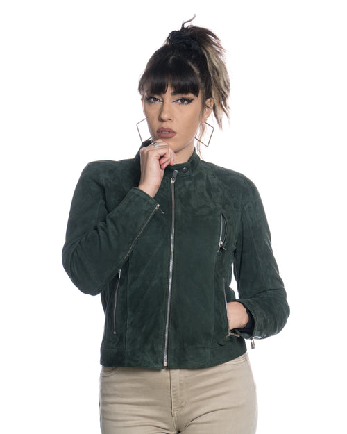 Zara Bis - Giacca Donna Verde in vero Camoscio