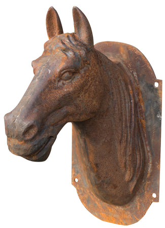 Biscottini Biscottini Testa Cavallo Parete Ghisa Rustica 18x30x34 Finitura Ruggine Naturale