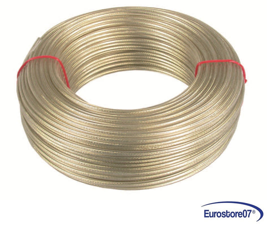CAVETTO ACCIAIO OTTONATO RIVESTITO IN PVC TRASPARENTE mm. 8 - mt. 100