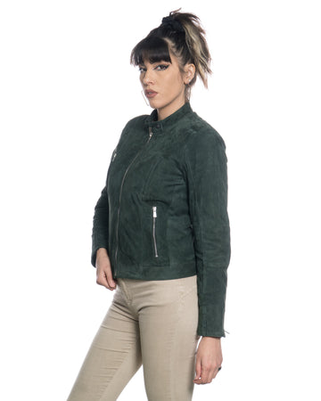 Zara Bis - Giacca Donna Verde in vero Camoscio