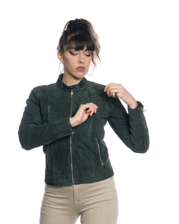 Zara Bis - Giacca Donna Verde in vero Camoscio