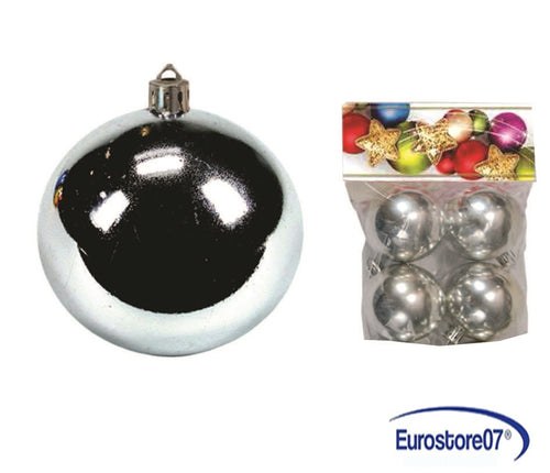 SFERE LISCE COLORE ARGENTO in plastica lucida mm.55 in confezione da 4 pezzi