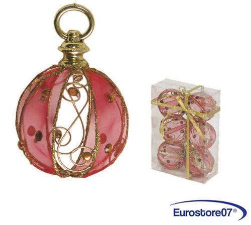SFERE TONDE IN RETE COLORE ROSSO ø mm.80 in conf. pz.6 - FER-121446