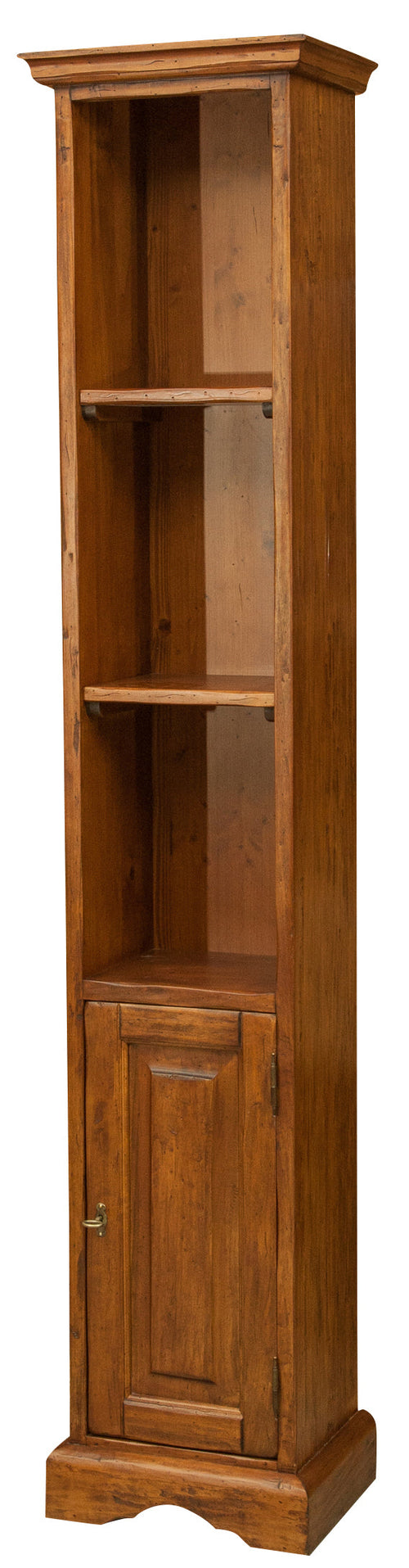 Biscottini Piccola libreria in legno massello di tiglio finitura noce L40xPR30xH196 cm. Made in Italy