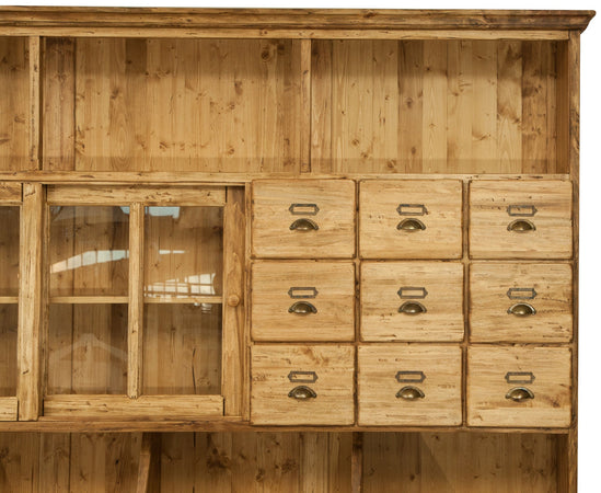 Biscottini Mobile farmacia in legno massello di tiglio finitura naturale L284xPR40xH220 cm . Made in Italy