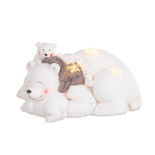 Orso siberiano con cuccioli in polvere di gesso con led decorazione natalizia per interno
