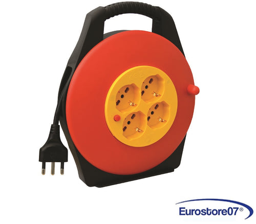 AVVOLGICAVO ELETTRICO 4 PRESE SCHUKO BIPASSO MT.10 spina 16A, FER-108843