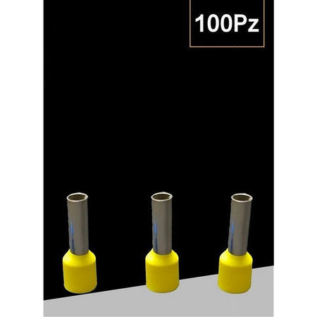 Confezione 100 Pz Tubetto Capicorda Isolato Per Cavi 10mm² Terminale 12mm E10-12